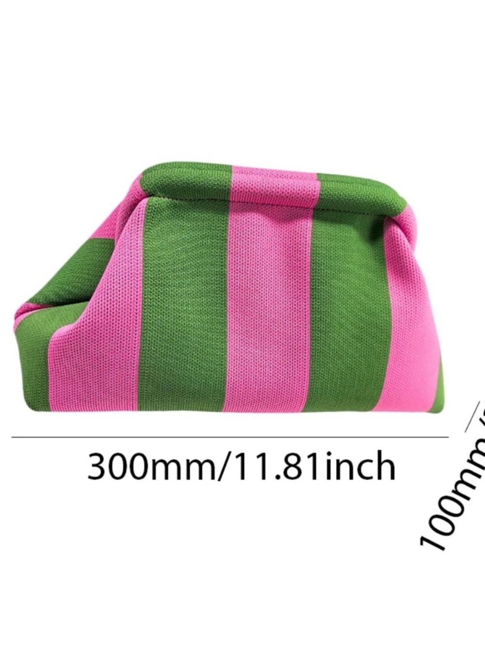 Striped Pink and Green Knit Cosmetic Bag